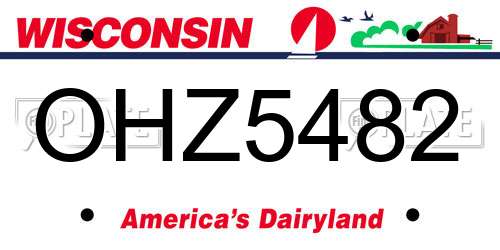 OHZ5482 Wisconsin License Plate