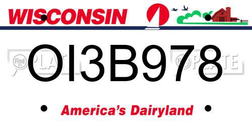 OI3B978 Wisconsin License Plate