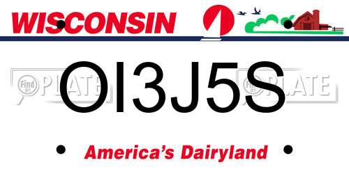 OI3J5S Wisconsin License Plate