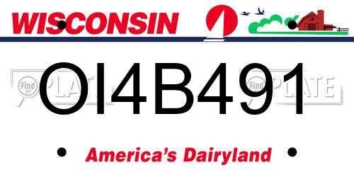 OI4B491 Wisconsin License Plate