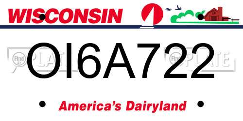 OI6A722 Wisconsin License Plate