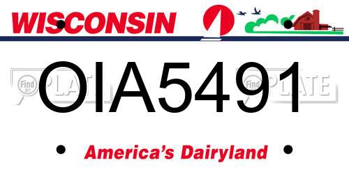 OIA5491 Wisconsin License Plate