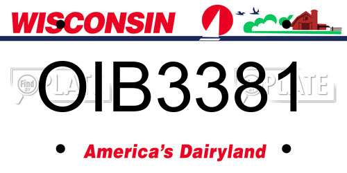 OIB3381 Wisconsin License Plate