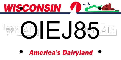 OIEJ85 Wisconsin License Plate