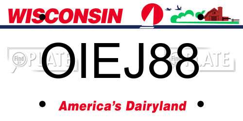 OIEJ88 Wisconsin License Plate