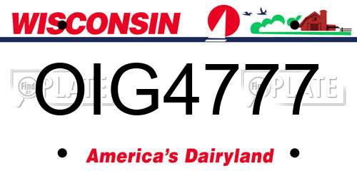 OIG4777 Wisconsin License Plate