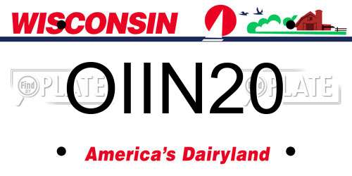 OIIN20 Wisconsin License Plate