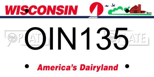 OIN135 Wisconsin License Plate