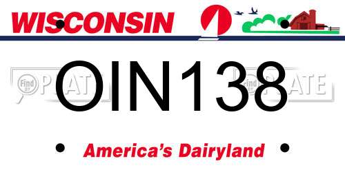 OIN138 Wisconsin License Plate