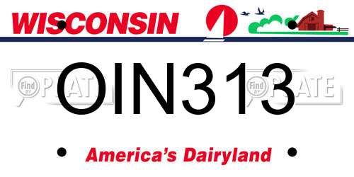 OIN313 Wisconsin License Plate