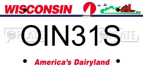 OIN31S Wisconsin License Plate