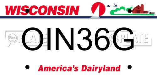OIN36G Wisconsin License Plate