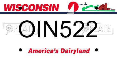 OIN522 Wisconsin License Plate