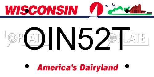 OIN52T Wisconsin License Plate
