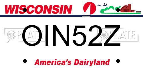 OIN52Z Wisconsin License Plate