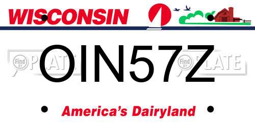 OIN57Z Wisconsin License Plate