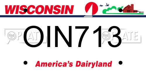 OIN713 Wisconsin License Plate