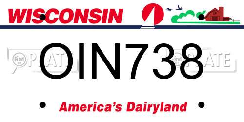 OIN738 Wisconsin License Plate