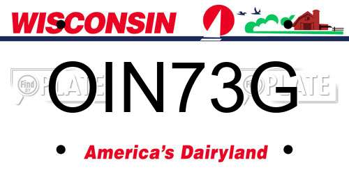 OIN73G Wisconsin License Plate