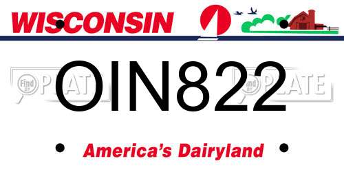 OIN822 Wisconsin License Plate