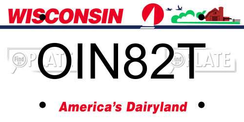 OIN82T Wisconsin License Plate