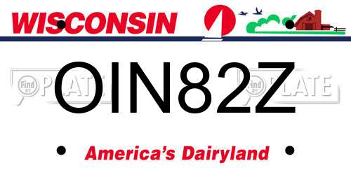 OIN82Z Wisconsin License Plate