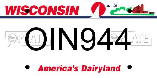 OIN944 Wisconsin License Plate