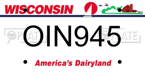 OIN945 Wisconsin License Plate