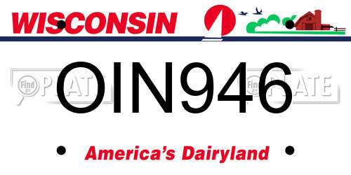 OIN946 Wisconsin License Plate