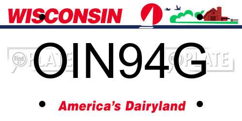 OIN94G Wisconsin License Plate