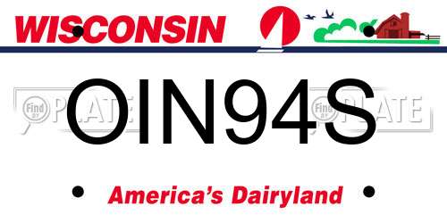 OIN94S Wisconsin License Plate