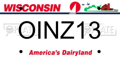 OINZ13 Wisconsin License Plate