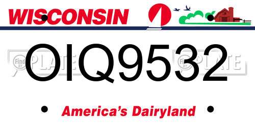 OIQ9532 Wisconsin License Plate