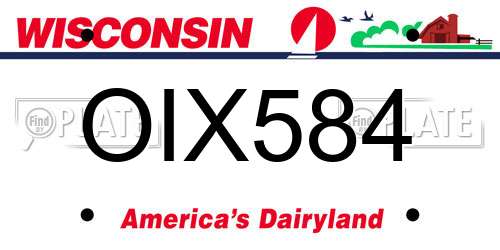 OIX584 Wisconsin License Plate