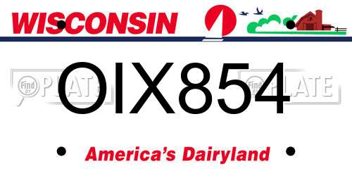 OIX854 Wisconsin License Plate
