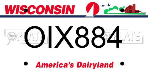 OIX884 Wisconsin License Plate