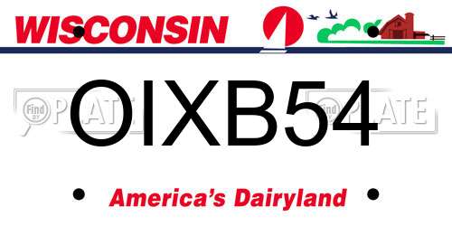 OIXB54 Wisconsin License Plate