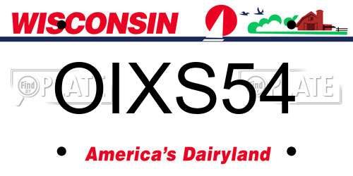OIXS54 Wisconsin License Plate