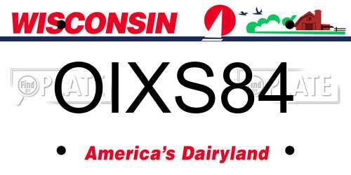 OIXS84 Wisconsin License Plate