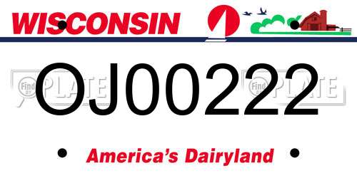 OJ00222 Wisconsin License Plate
