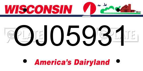 OJ05931 Wisconsin License Plate