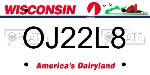 OJ22L8 Wisconsin License Plate