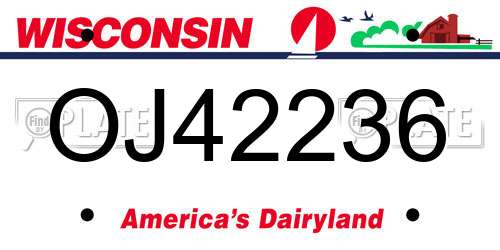 OJ42236 Wisconsin License Plate