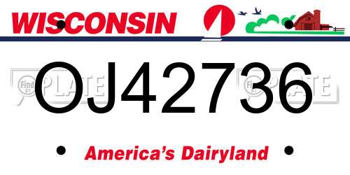 OJ42736 Wisconsin License Plate