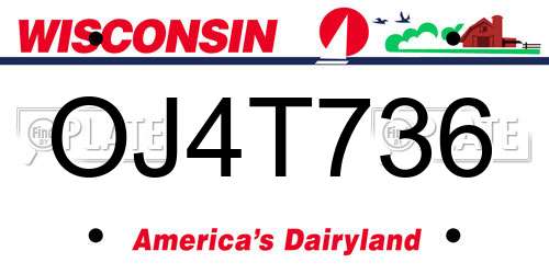OJ4T736 Wisconsin License Plate