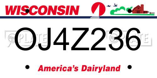OJ4Z236 Wisconsin License Plate
