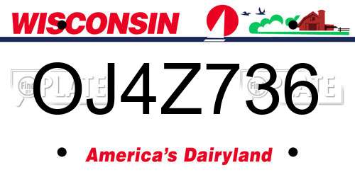 OJ4Z736 Wisconsin License Plate