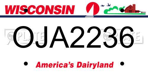 OJA2236 Wisconsin License Plate