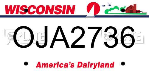 OJA2736 Wisconsin License Plate