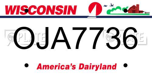 OJA7736 Wisconsin License Plate